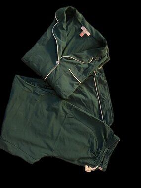 J Crew Dreamy Cotton-blend Pajama Set Women's Medium Green